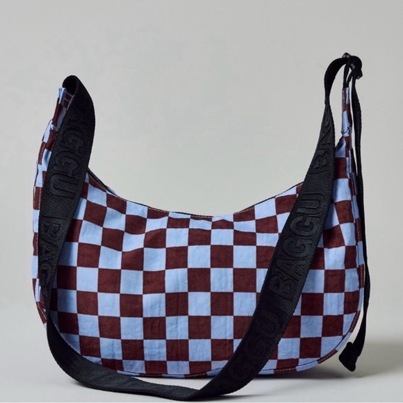Baggu Checkered Shoulder Bag - Blue and Brown - NWT - Picture 3 of 3
